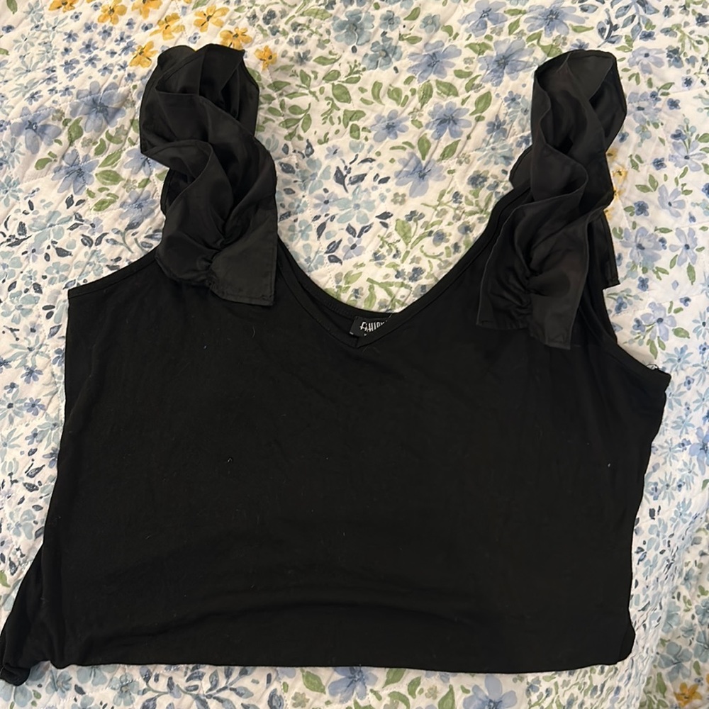 Black bodysuit with ruffle sleeves!